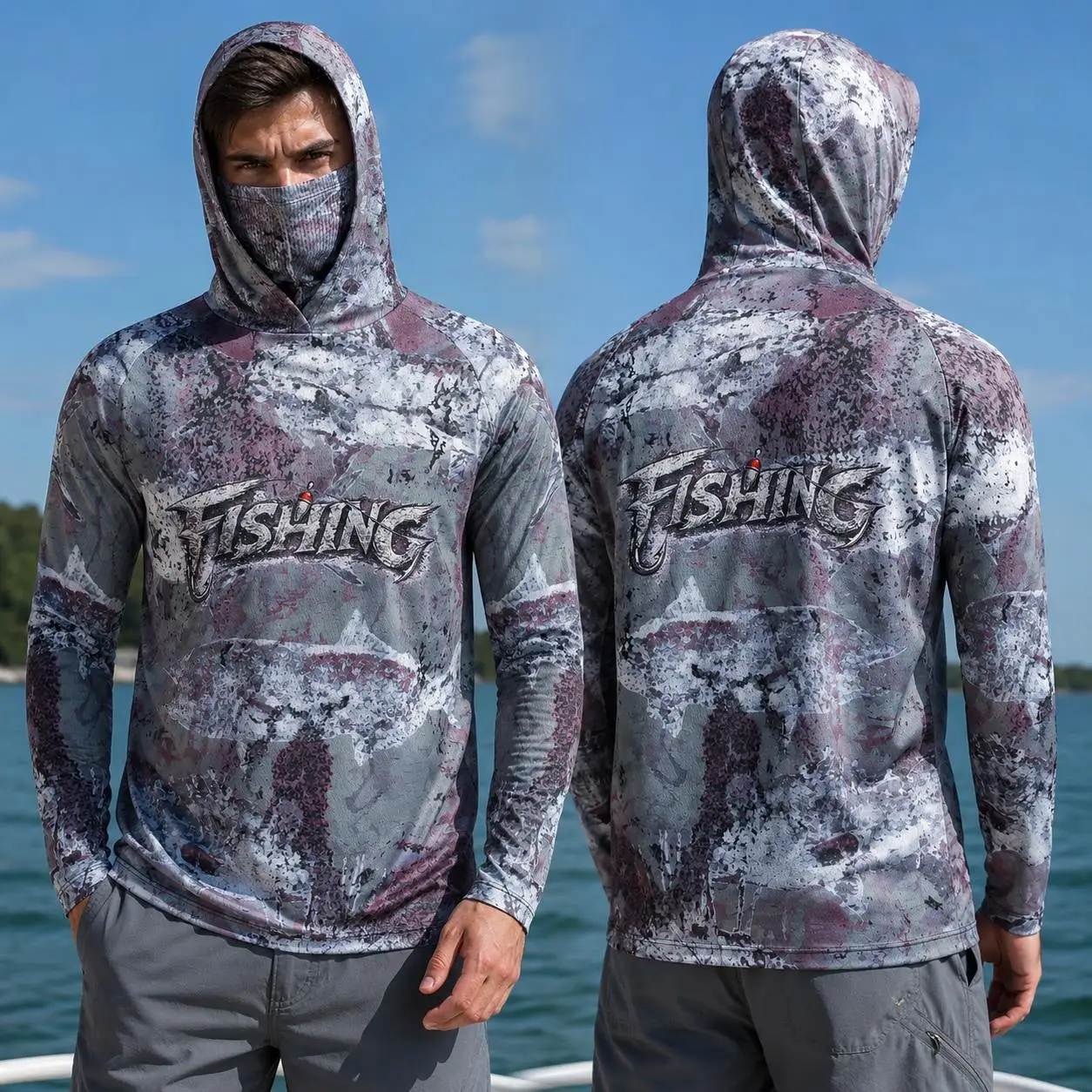 Fishing Mask Sun Protection - 낚시용 셔츠, 후드 달린 남성용 낚시복,