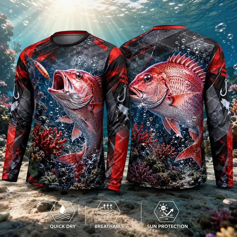 3D 프린팅 기법으로 제작된 캐주얼한 긴팔 빨간색 낚시 - Fishing Shirt Uv Protection 리뷰 및 가격