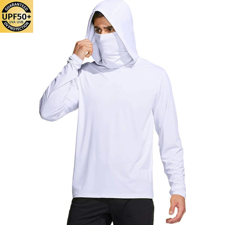 남성용 솔리드 컬러 후드 낚시 셔츠 내장형 페이스 마스 - Fishing Mask Sun Protection 리뷰 및 가격